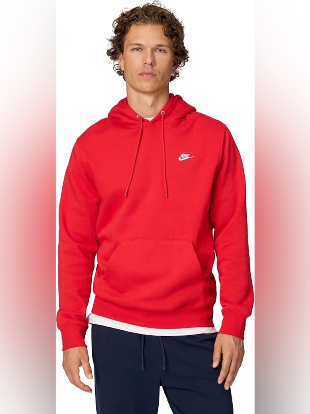 Nike Club Fleece Pullover Hoodie Red Men’s Size S